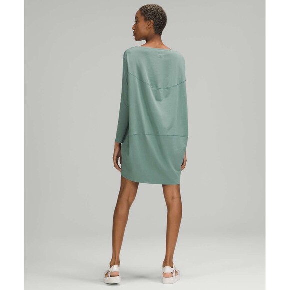 Lululemon Back in Action Long Sleeve Dress Tidewater Teal Oversized Relaxed Fit - Picture 1 of 9